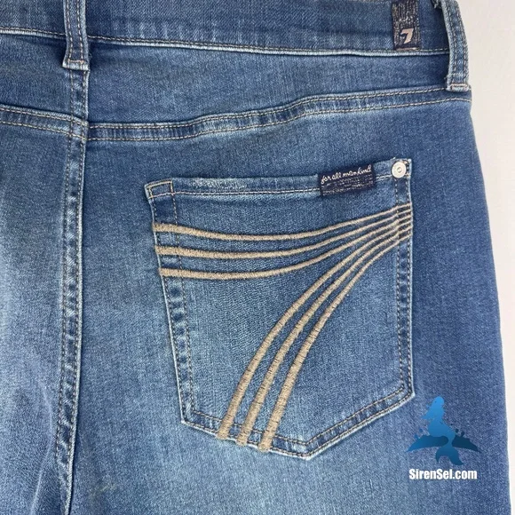 1231 7 For All Mankind Tailorless Dojo Jeans - Size 32 - Blue - Picture 8 of 16